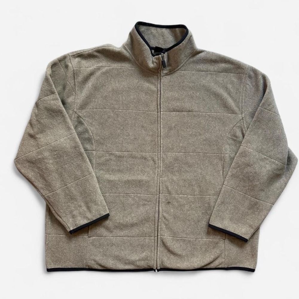 Vintage Fleece Jacket Full Zip Light Brown Beige CB Sport Men XL 90s Cozy Casual